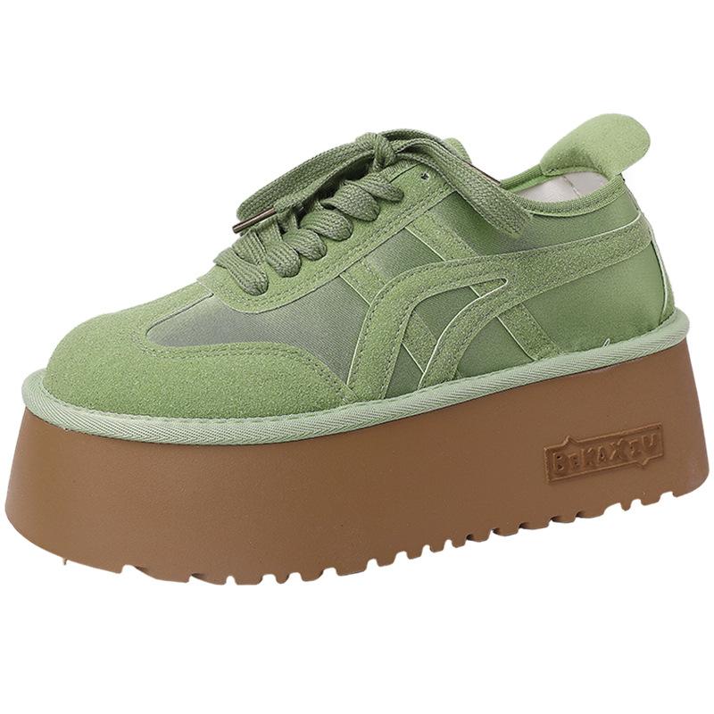 Versatile casual thick-soled height-increasing muffin shoes for women's 2025 spring and summer new Korean version of height-increasing and thin lace-u