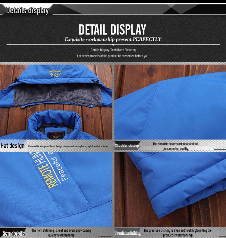 Men's and Women's Waterproof Breathable Outdoor Winter Windbreaker with Fleece Lining