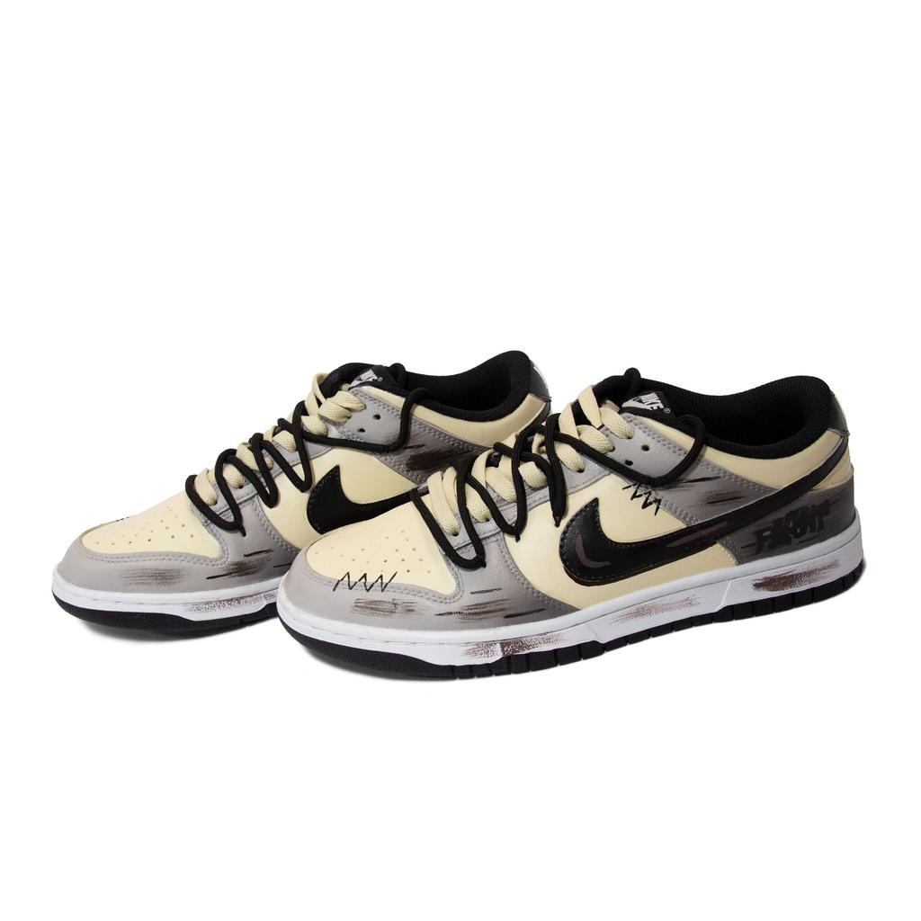 Nike Dunk Walking Planet, Ashen Ruins Slip Resistant Low top Skateboard Shoes Men's Black Gray Yellow DD1391-100(Team1492-)