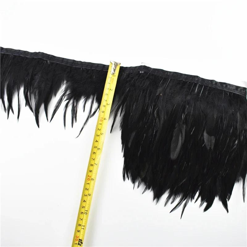 1Meters White Black Pheasant Feathers On Tape Ribbon Turkey Ostrich Fringe Feather Trim Goose Marabou Sewing Clothes DIY Plumes