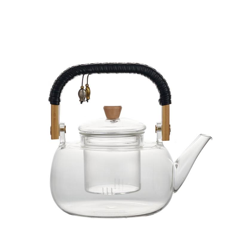 Yipan 1000ml High Borosilicate Glass Boiling Tea Pot with Bamboo Handle