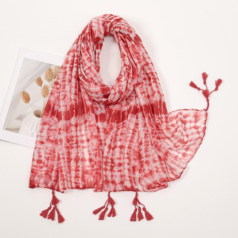 Hot-selling spring and summer new beard-hanging tassel scarf female exotic shawl travel wear yellow-green sunscreen