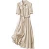 Sibaishe Women's 2025 S/S Short Sleeve Belted Shirt Dress