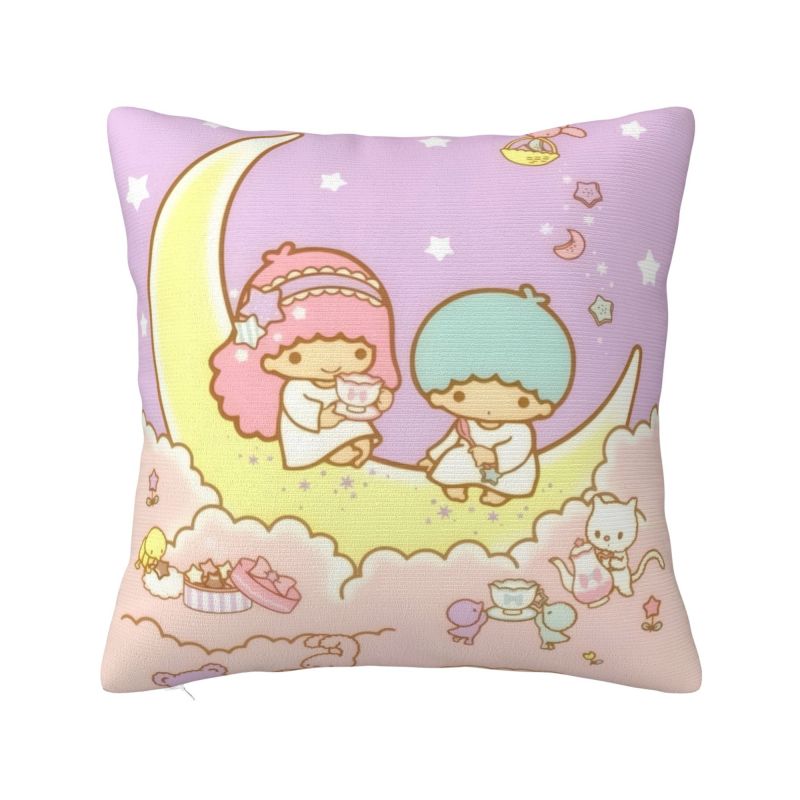 Sanrio Little Twin Stars Anime Cover 45x45cm Soft Lala Cartoon Kiki Cute Throw Pillow for Sofa Square Pillowcase Decoration