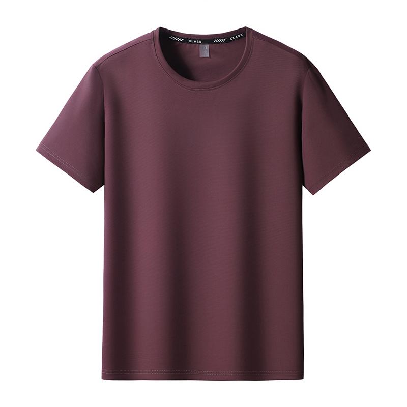 Large Size Solid Color Ice Silk Men's T-shirt Round Neck Short-sleeved Sports Casual Quick-drying Top