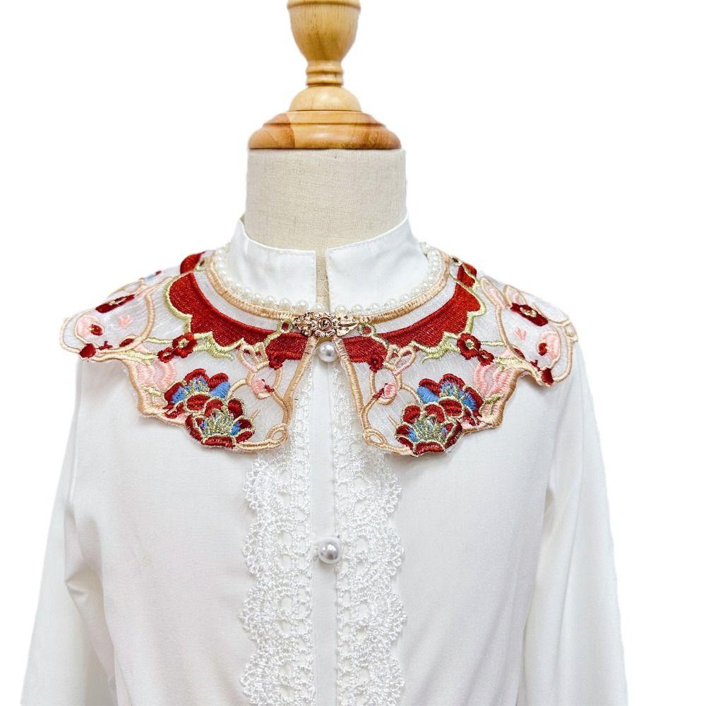 Elegant Hanfu Shawl Floral Pattern Hanfu Shoulder Collar Ancient False Collar Costume Accessory