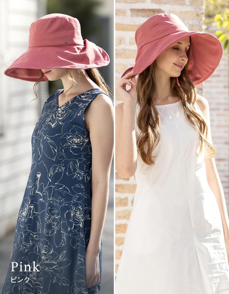 Large Wide Brim Gracia UV Cooling Full Sun Hat with Chin Strap Loo&c Women's Hat, 2-Way, Protection, Touch, Protection, Spring/Summer (JP, Alphabet,