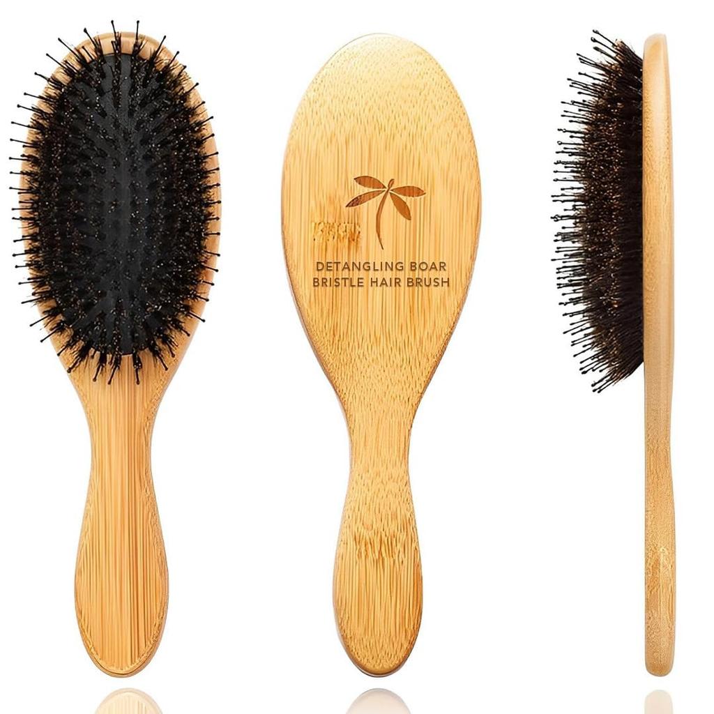 Boar Bristle Hair Brush Detangling Suitable for all hair types including long and curly hair brush to make hair smooth and shiny – Unisex, Brush,