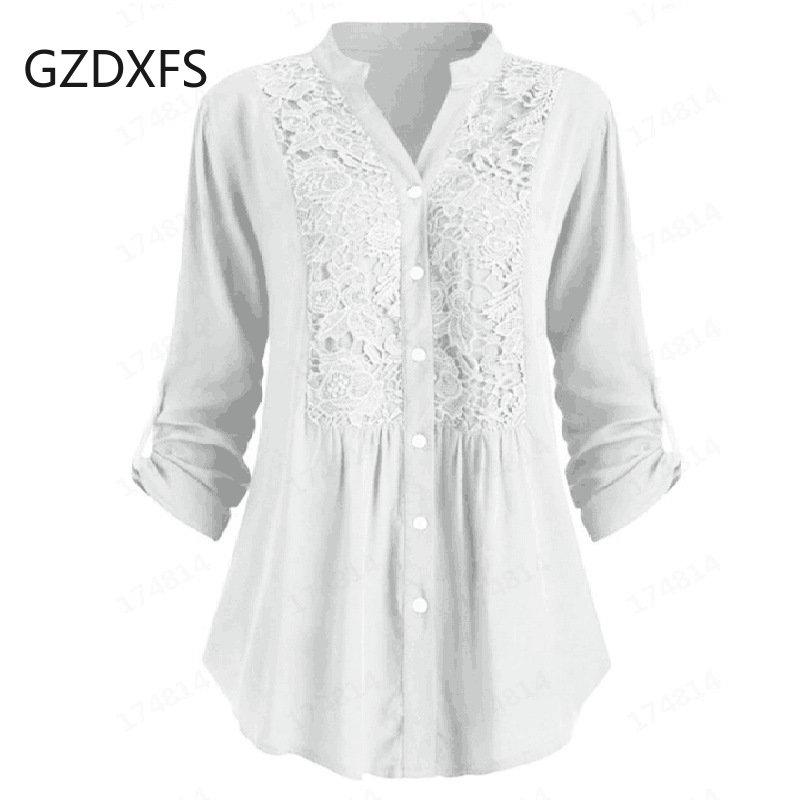 New Women's Long Sleeve V-Neck Shirt Large Lace Shirt