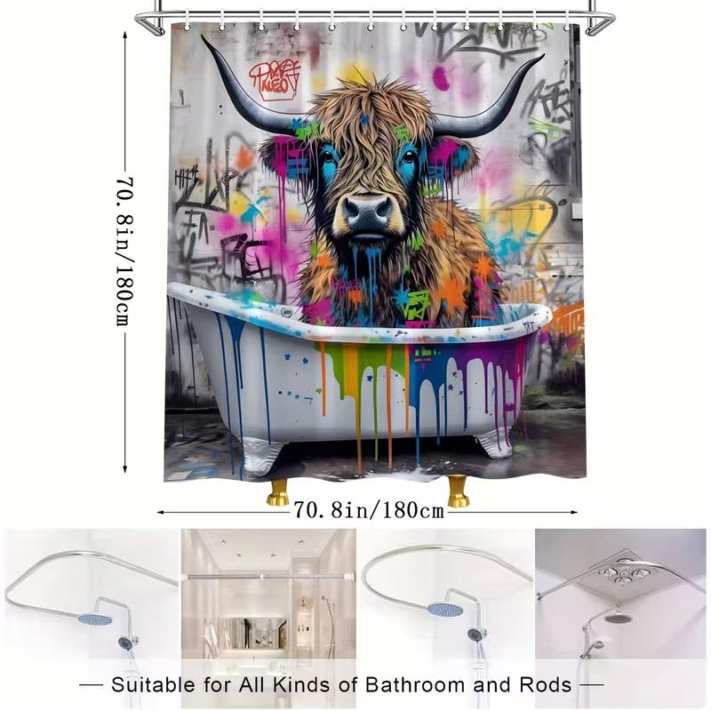 

VIKAMA Fun Animal Shower Curtain Waterproof & Mildew-Resistant with Hooks Bathroom Decor Quick-Dry Type 90X180C(3X5.9FT)