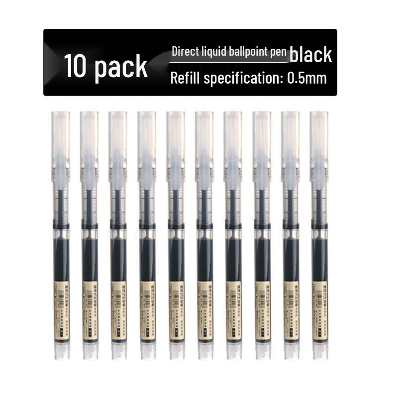 Quick-Dry Rollerball Pens, Black, 10-Pack