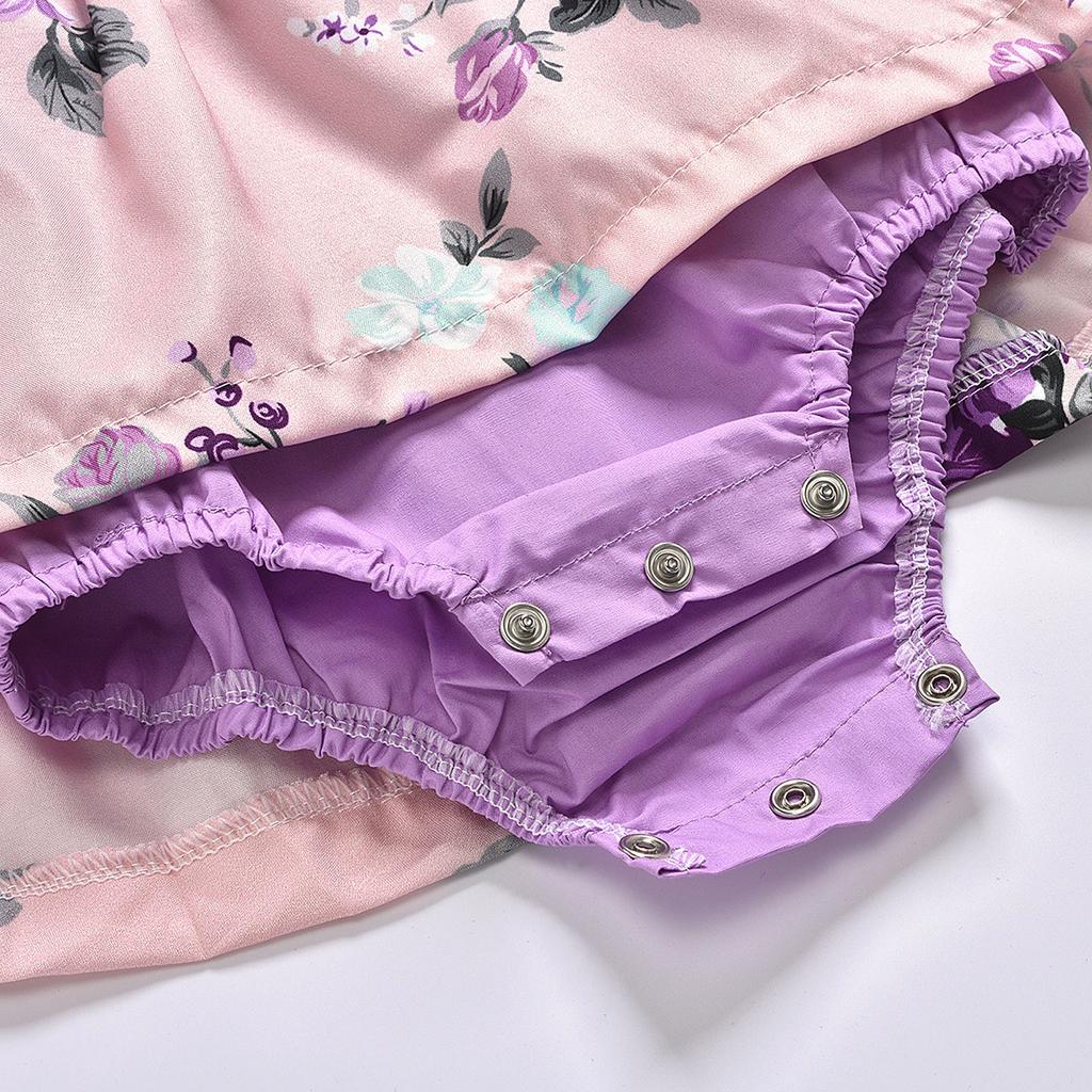 Baby Girls Floral Romper Dress Newborn Outfits With Headband 0-24 Months