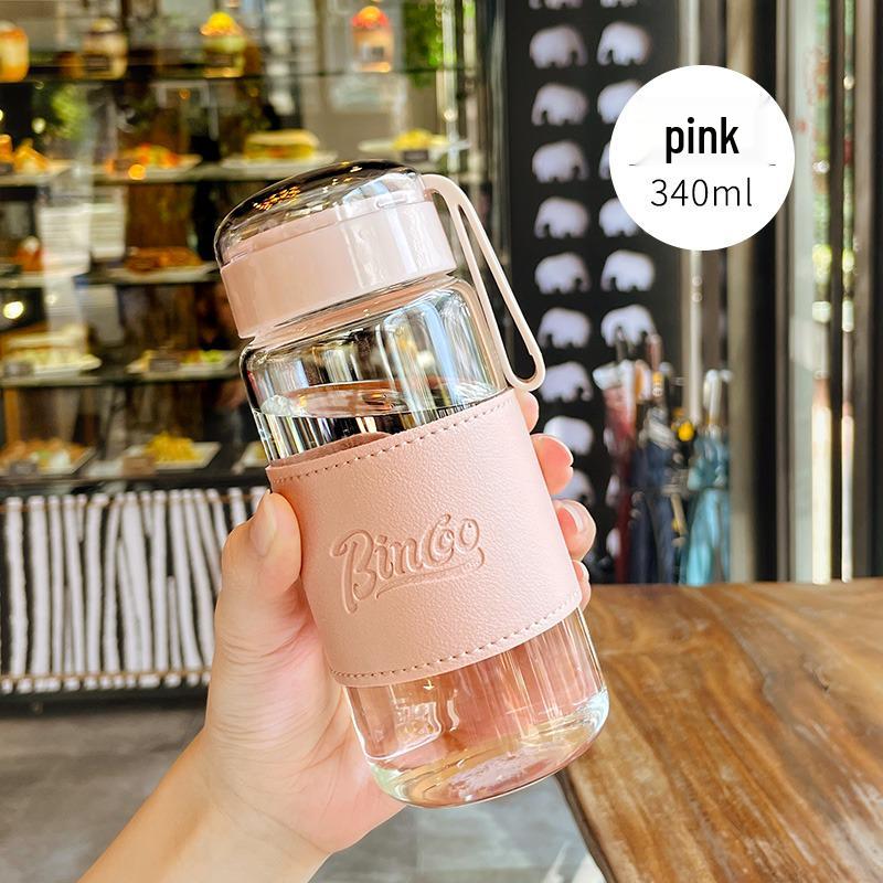 Portable Cute Glass Water Cup with Lid - Stylish Summer Tea Brewing Mug