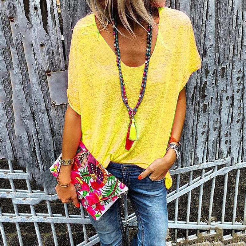 Travel New Women'S Retro Printed Shirt Casual Spring And Summer Breathable Cool Sexy Daily Date Short Sleeved T-Shirt Top