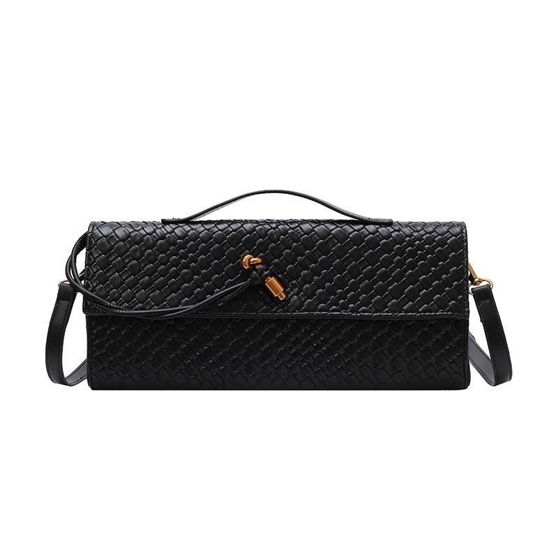 New Woven Bag Single Shoulder Baguette Bag Niche High-end Horizontal Hand-held Dinner Bag Crossbody Versatile Temperament Bag