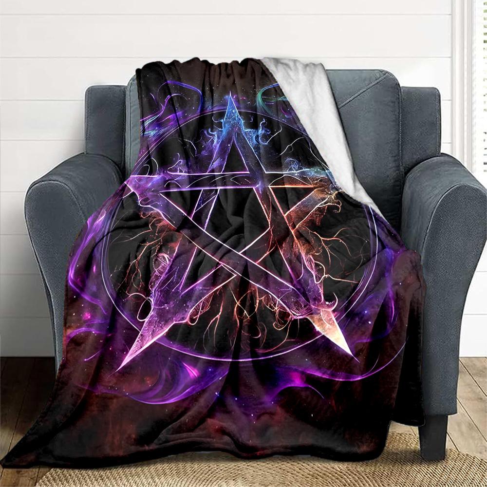 1pc Witchcraft Symbol Blanket, Lightweight Flannel Throw Blanket for Sofa, Bed, Travel, Camping, Living Room, Office, Couch051