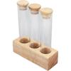 Asixxsix Coffee Bean Jars Canisters, Glass Tubes Single Dose Coffee Bean Storage with Wooden Display Stand & Airtight Lids, Coffee Bean Cellar