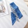 Summer French Retro Blue Tied Hair Small Floral Long Silk Scarf Headband Braided Hair Chiffon Thin Ribbon Scarf