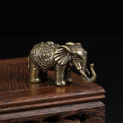 Solid Copper Lucky Elephant Small Ornaments Brass Blessing Elephants Miniature Figurine Antique Bronze Animal Statue Craft Decor