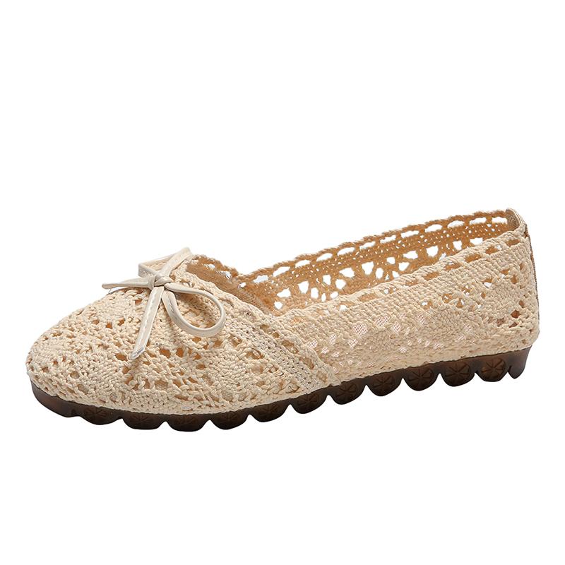 Fashion 2024 Summer Spring and Summer Women's Ballet Flat Comfortable Mesh Shoes Hollow Lace Breathable Lazy Low-top Shoes for Women