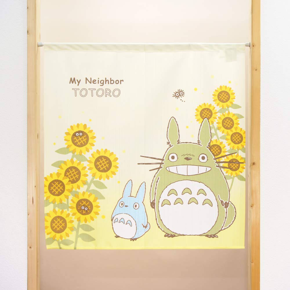 Noren Warsztat Mój Sąsiad Totoro Cztery Pory Roku i Rośliny Totoro Noren Gobelin Szerokość 85 x Długość 90cm Przegroda Pokojowa Stylowy Krótki Rozmiar Słonecznik i