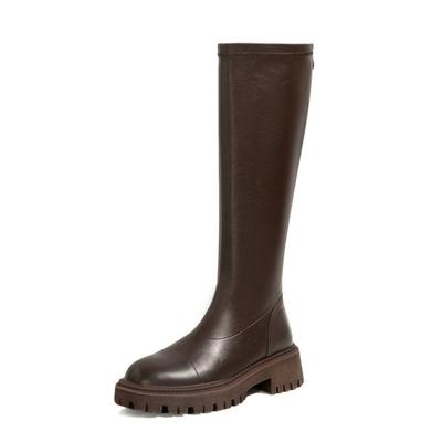 Women Knee-high Boots Genuine Leather Elastic Ladies Boots Autumn and Winter Shoes