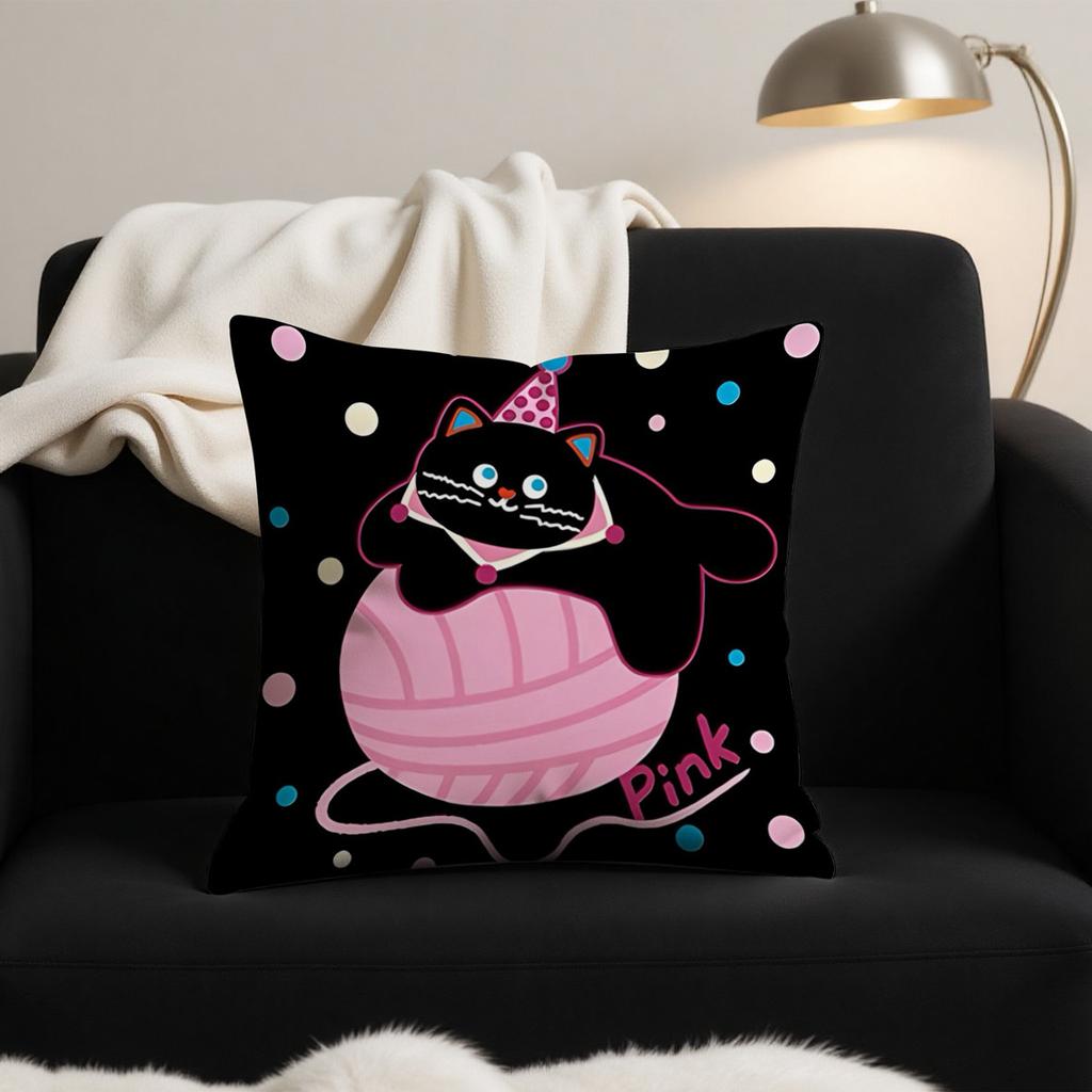 Cute Cartoon Dot Sofa Pillowcase Cat Cushion Cover for Living Room Office Bed Backrest Decor for Dormitory