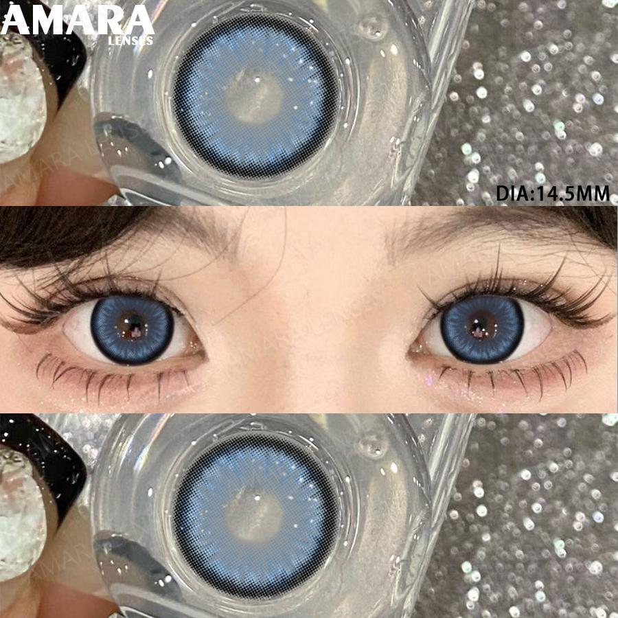 AMARA Fashion Colored Contact Lenses Brown Soft Lenses Beauty Lenses for BIG Eye Green Color Contact Eye Cosmetics Yearly Use