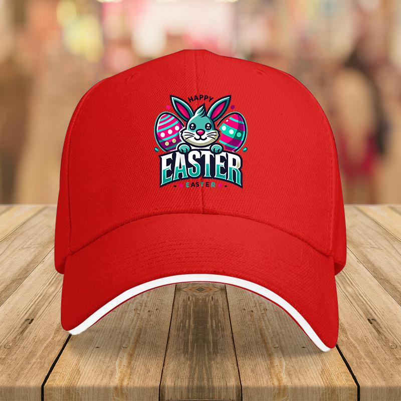 

Easter Bunny Eggs Graphic Baseball Cap Polyester Adjustable Casual Outdoor Sports Sun Protection Hat One Size