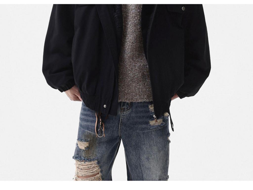 Zuoshan Diao Men's Hooded Cotton Jacket: Winter Velvet, Thick, Loose Fit, Youthful Trendy American Workwear Style.