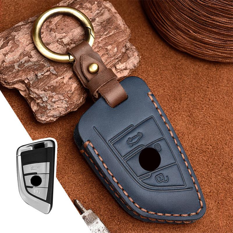 Genuine Leather Car Remote Smart Key Fob Case Cover For BMW 2/3/5/6/7/X1/X2/X3