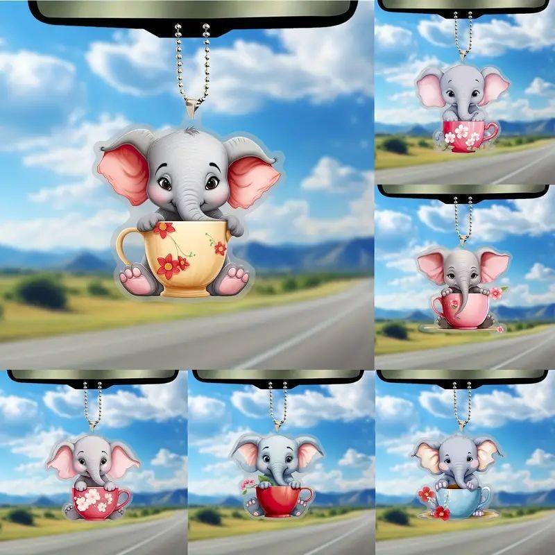 Acrylic Elephant Colorful Car Hanging Decoration For Unique Holiday And Home Decor