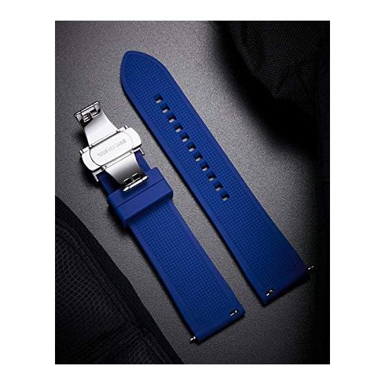 [BINLUN] Correa de reloj de silicona de 18 mm, 19 mm, 20 mm, 21 mm, 22 mm y 24 mm, correa de reloj inteligente de liberación rápida, repuesto deportivo resistente al agua.