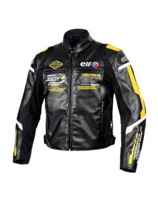 Flagship elf Evoluzione PU Leder Motorradjacke in Übergröße, Herbst/Winter-Modell, 4L, Gelb, EJ-W120