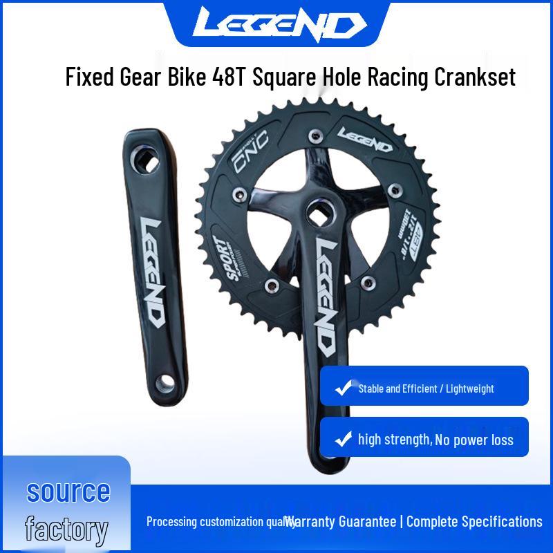 LEGEND Fixed Gear Bike Racing Crankset - 48T, 170mm Aluminum Alloy, Square Hole Sprocket Crank