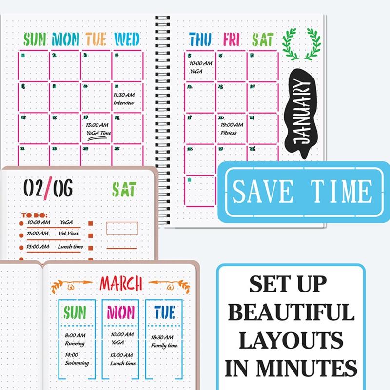 20 Pezzi Modelli per Diario Stencil per Scrapbooking per Diario A5 Fai da Te Planner Quaderno Graffiti Pittura Progetto Creativo Fai da Te