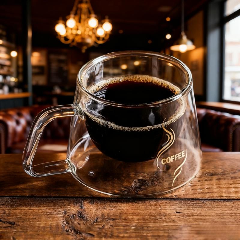 200ml Double Wall Glass Coffee Mug Transparent Heat-resistant Espresso Cup with Handle Latte Cappuccino Breakfast Tea Water Cup