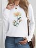 Floral Patterned Printed T-Shirt Long Sleeves Round Neck T Shirt for All Seasons Trendy Women's Tees Tops Outfit Female Clothes
