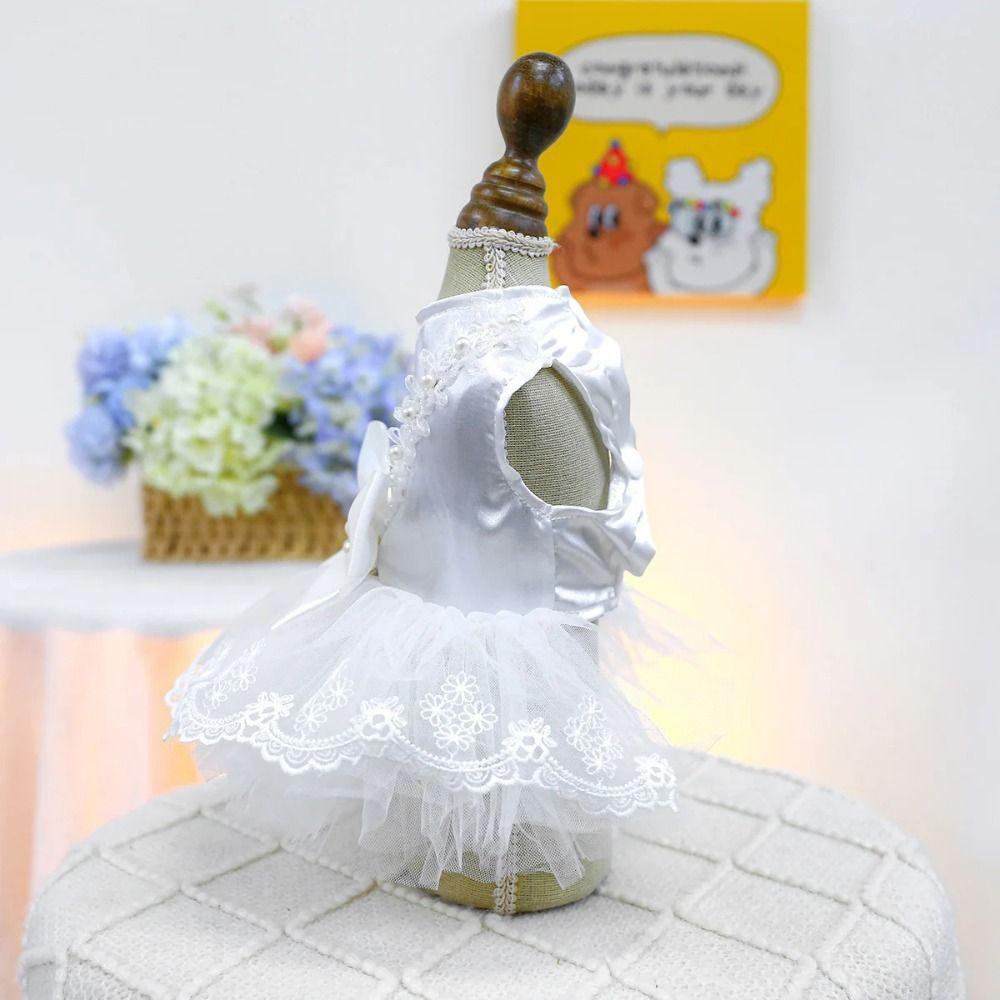 Princess Style Cat Princess Dresses Pretty Puppy Wedding Skirt Dog Lace Skirt  Pet Costumes