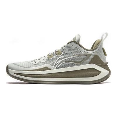 LiNing Blade 3 V2 Wilderness Breath Bequeme Stoßdämpfung Rutschfest Abriebfest Low-Top Basketballschuhe Unisex Sneaker Grau Grün ABAT057-11