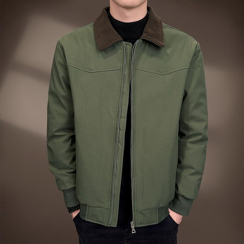 Mens Winter Warm Puffer Jacket With 50% White Duck Down Loose Fit Notched Collar Business Casual Outerwear