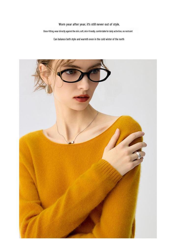 Lekasha Women's Cashmere Round Neck Sweater - Solid Color Knit Pullover