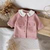 2025 New: Toddler French Chic Pink Wool Coat with White Fur Collar