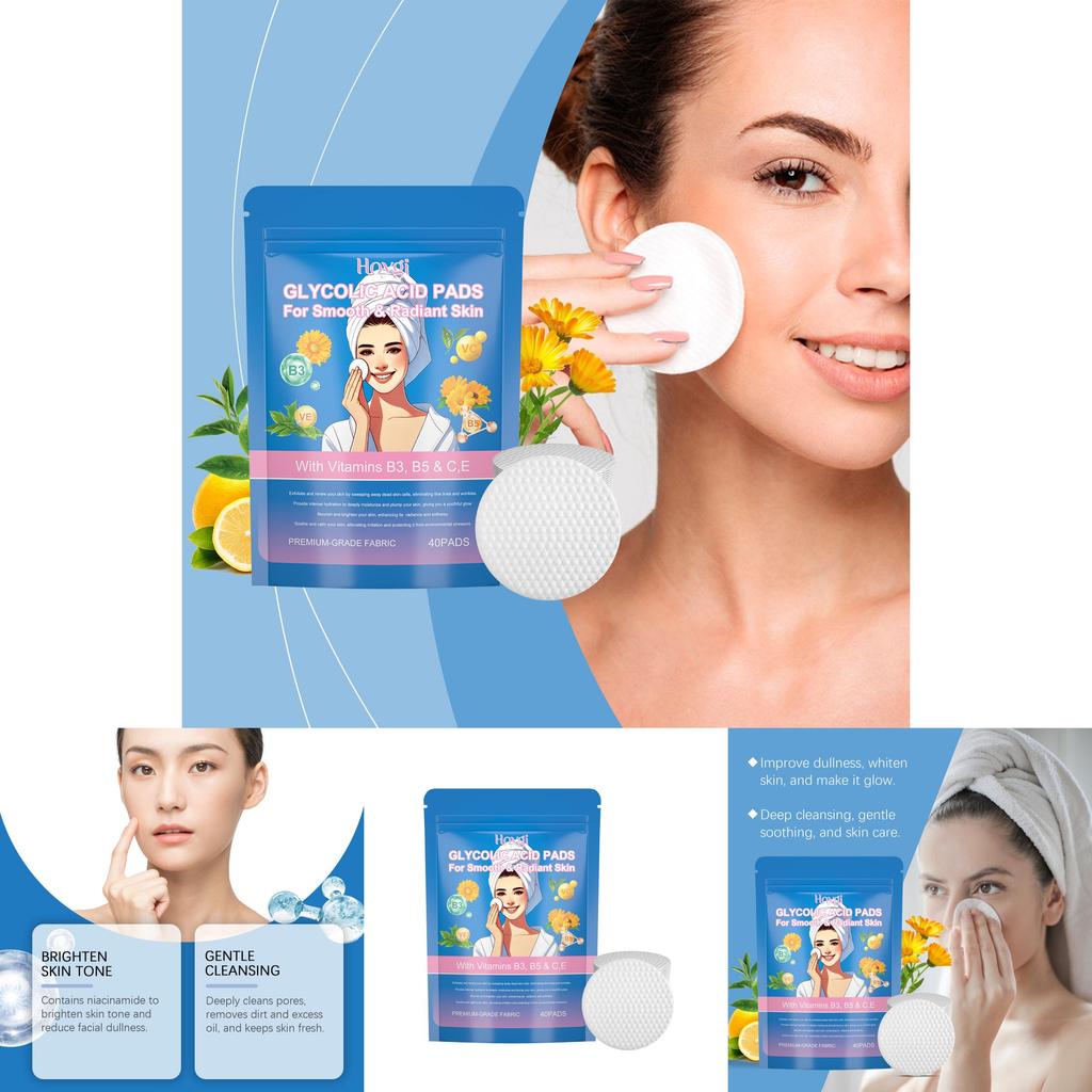 Hoygi Exfoliating Glycolic Acid Facial Pads For Deep Pore Cleansing And Nourishing Skin