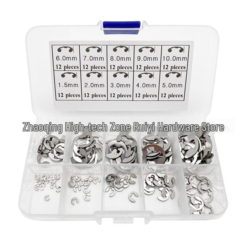 120pcs Boxed 304 Stainless Steel E-Type Retaining Snap Rings Set M1.5-M10