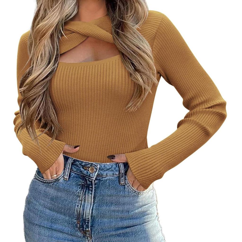 Asymmetrical Hollow Twist Knit Sweater