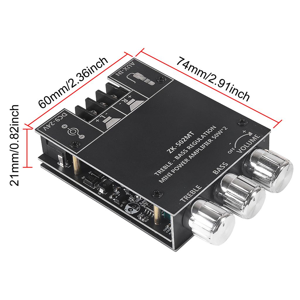 502MT 2.0 Channel High Power Audio Stereo Amplifier Board Bluetooth 5.0 Subwoofer Amplifier Board2X50W Bass AMP
