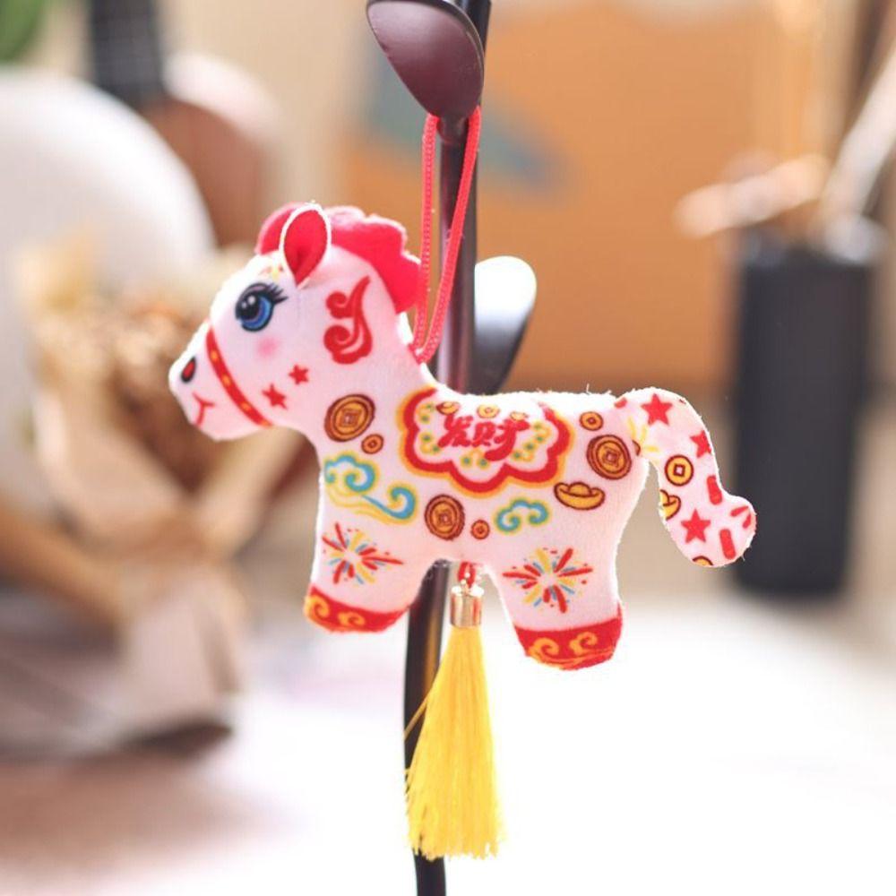 Creative Stuffed Animal Keyring Cute Plush Horse Doll Pendant Zodiac Pony Figurine  Year of Horse