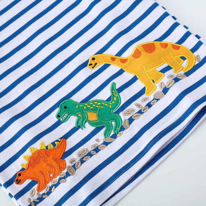 Spring/Summer 2026 Pure Cotton Short-Sleeve T-Shirt for Baby Boys—Cartoon Embroidered European & American Style Top