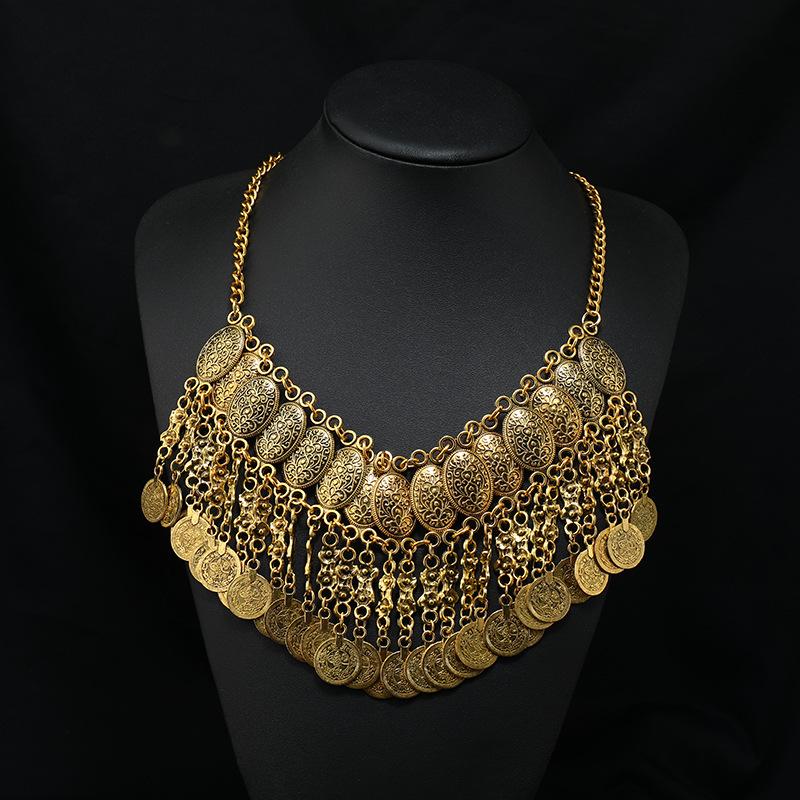 

Donggong Xiaofeng Metal Coin Tassel Necklace Clavicle Chain Ancient Costume Exotic Dunhuang Desert Photo Accessories Female